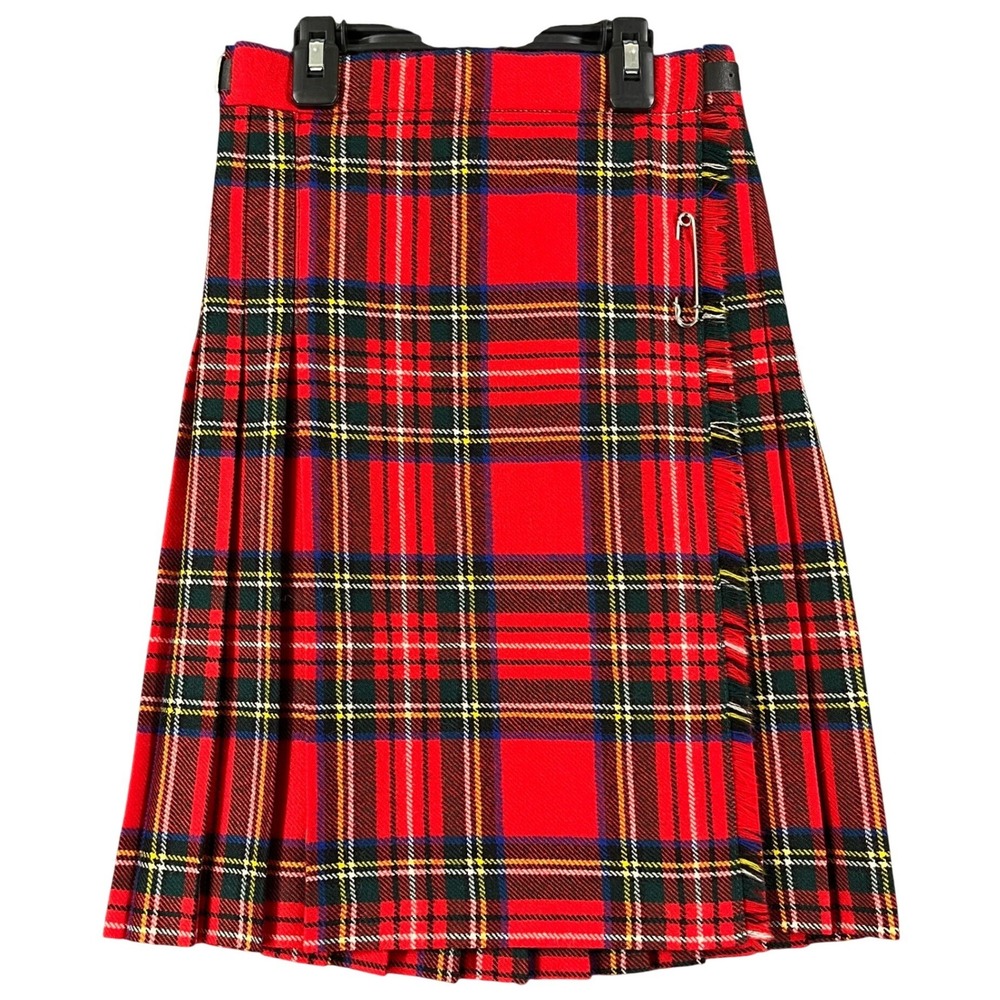 Highland Home Industries Kilt Girls 8 Red Tartan Wool Plaid Pleated School Wear